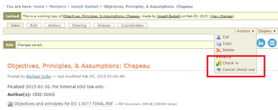 Check In Drop Down Menu