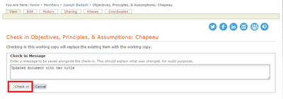 Check In Modification Message