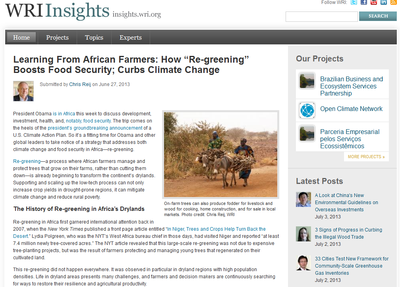 WRIInsights - Learning from African Farmers: How “Re-greening” Boosts Food Security; Curbs Climate Change