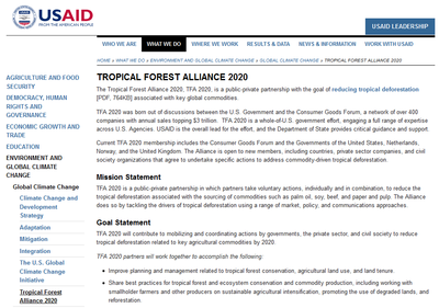 USAID Tropical Forest Alliance 2020