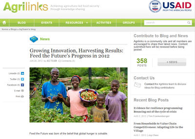 Growing Innovation, Harvesting Results: Feed the Future’s Progress in 2012