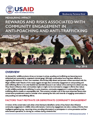 Technical Brief: Rewards and Risks Associated with Community Engagement in Anti-Poaching and Anti-Trafficking