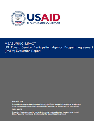 US  Forest  Service  Participating  Agency  Program  Agreement  (PAPA) Evaluation Report