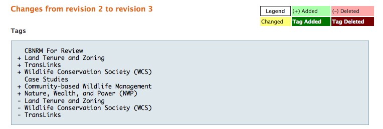 Revisioning Changes Window
