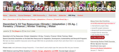 December's 32 Top Resources: Climate | Adaptation | CS Ag. | Forestry | Finance | Winter Training | Water - The Center for Sutainable Development